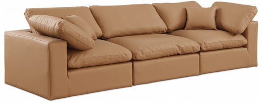 Comfy Faux Leather Sofa Cognac - 188Cognac-S119 - Vega Furniture