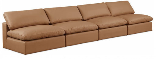 Comfy Faux Leather Sofa Cognac - 188Cognac-S156 - Vega Furniture