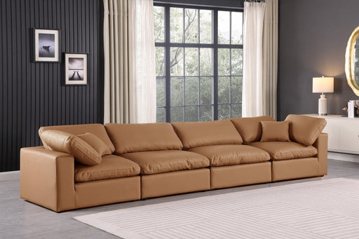 Comfy Faux Leather Sofa Cognac - 188Cognac-S158 - Vega Furniture