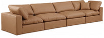 Comfy Faux Leather Sofa Cognac - 188Cognac-S158 - Vega Furniture