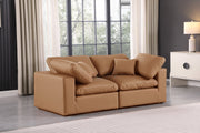 Comfy Faux Leather Sofa Cognac - 188Cognac-S80 - Vega Furniture