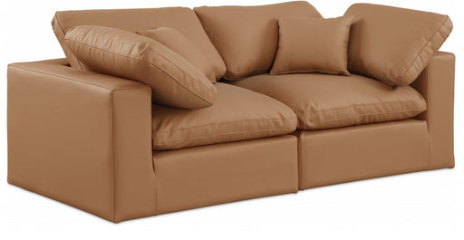 Comfy Faux Leather Sofa Cognac - 188Cognac-S80 - Vega Furniture