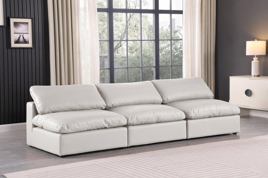 Comfy Faux Leather Sofa Cream - 188Cream-S117 - Vega Furniture