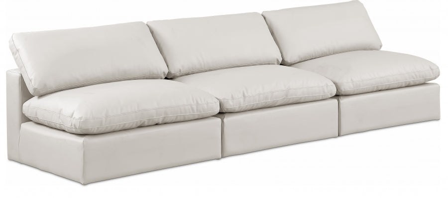 Comfy Faux Leather Sofa Cream - 188Cream-S117 - Vega Furniture