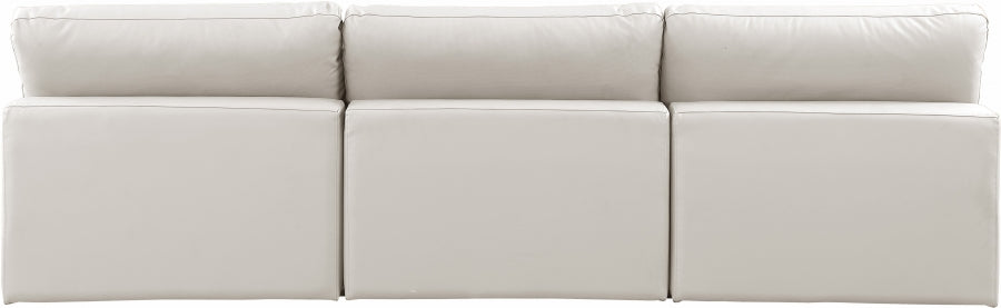 Comfy Faux Leather Sofa Cream - 188Cream-S117 - Vega Furniture