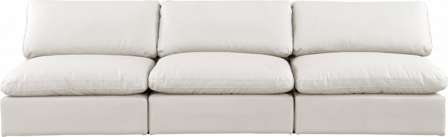 Comfy Faux Leather Sofa Cream - 188Cream-S117 - Vega Furniture