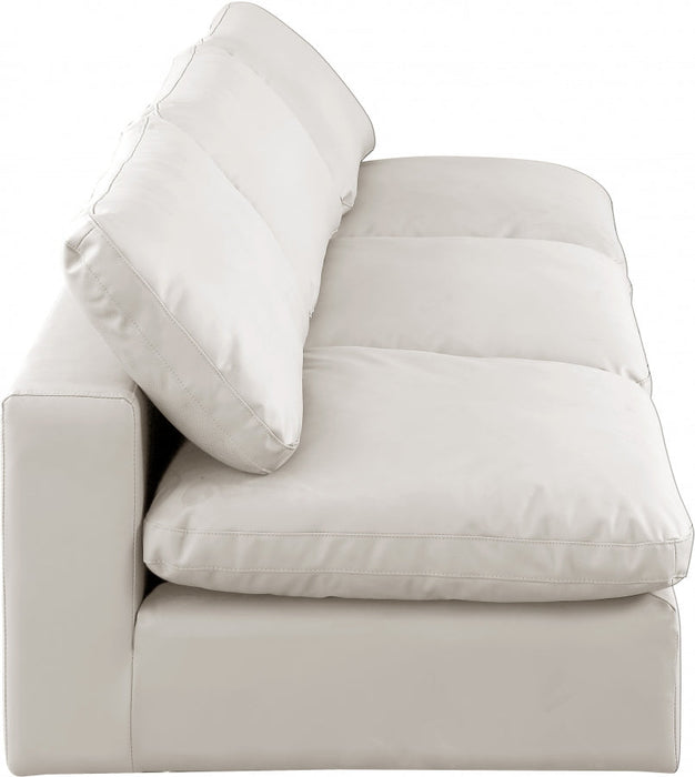 Comfy Faux Leather Sofa Cream - 188Cream-S117 - Vega Furniture