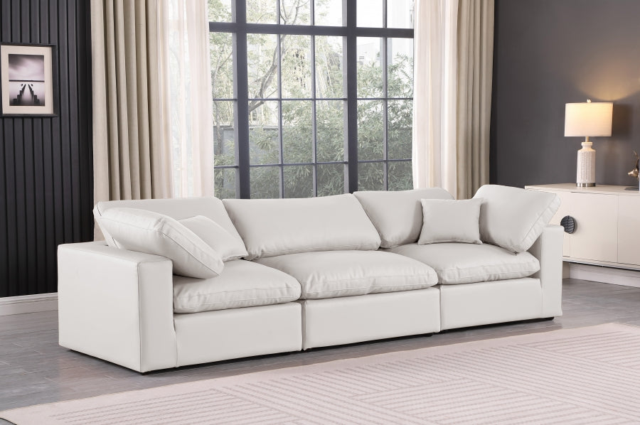 Comfy Faux Leather Sofa Cream - 188Cream-S119 - Vega Furniture