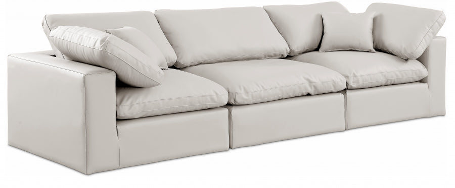 Comfy Faux Leather Sofa Cream - 188Cream-S119 - Vega Furniture