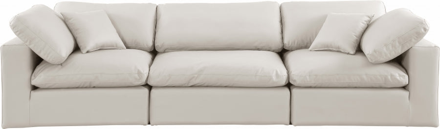 Comfy Faux Leather Sofa Cream - 188Cream-S119 - Vega Furniture