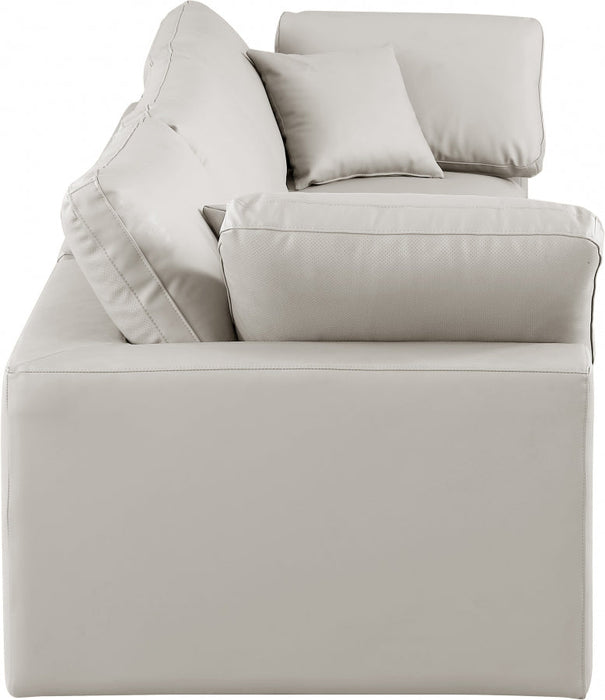 Comfy Faux Leather Sofa Cream - 188Cream-S119 - Vega Furniture