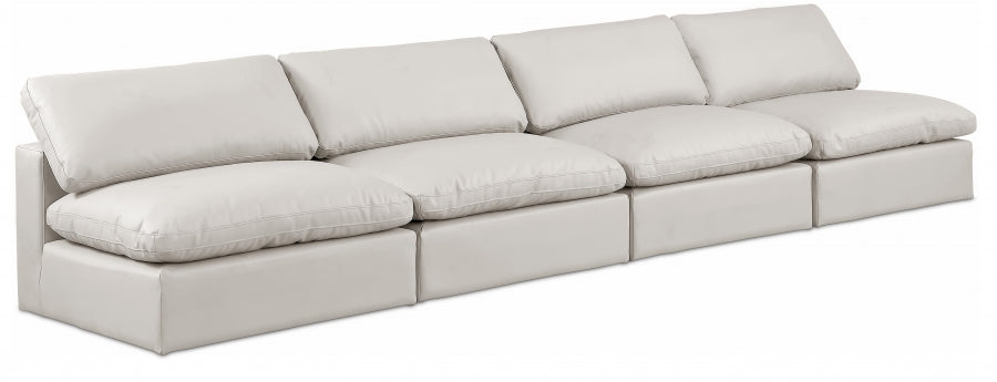 Comfy Faux Leather Sofa Cream - 188Cream-S156 - Vega Furniture