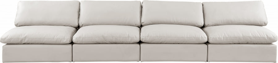 Comfy Faux Leather Sofa Cream - 188Cream-S156 - Vega Furniture