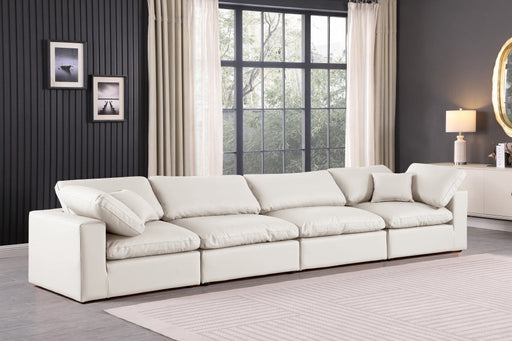 Comfy Faux Leather Sofa Cream - 188Cream-S158 - Vega Furniture