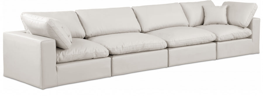 Comfy Faux Leather Sofa Cream - 188Cream-S158 - Vega Furniture