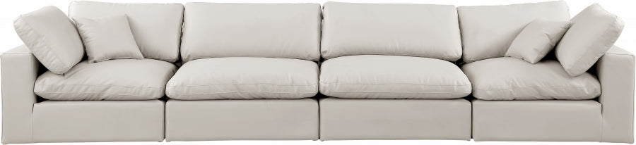 Comfy Faux Leather Sofa Cream - 188Cream-S158 - Vega Furniture