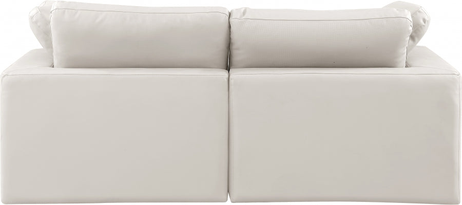 Comfy Faux Leather Sofa Cream - 188Cream-S80 - Vega Furniture