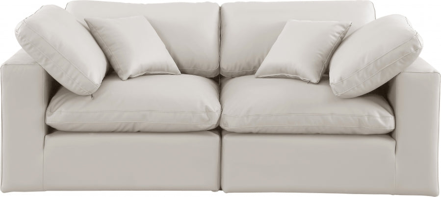 Comfy Faux Leather Sofa Cream - 188Cream-S80 - Vega Furniture