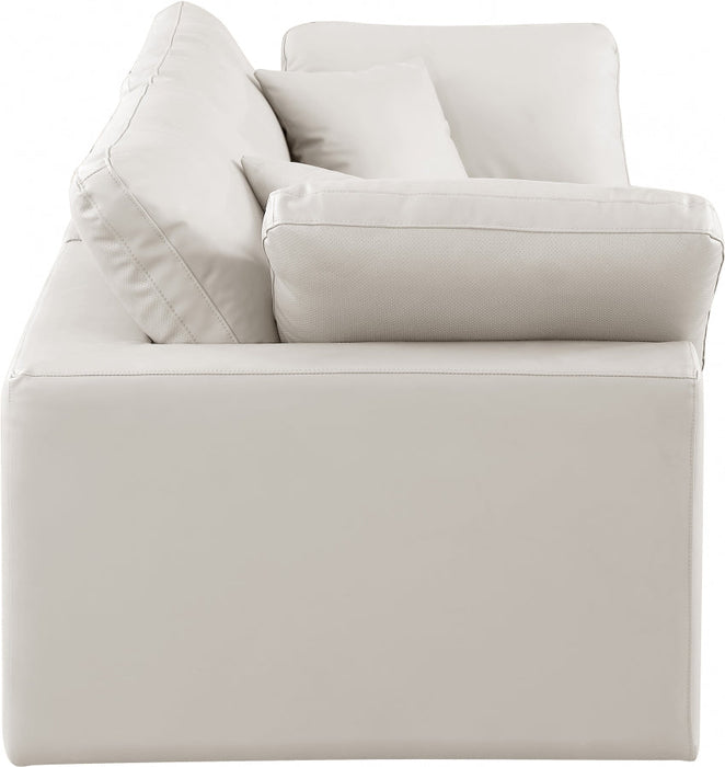 Comfy Faux Leather Sofa Cream - 188Cream-S80 - Vega Furniture