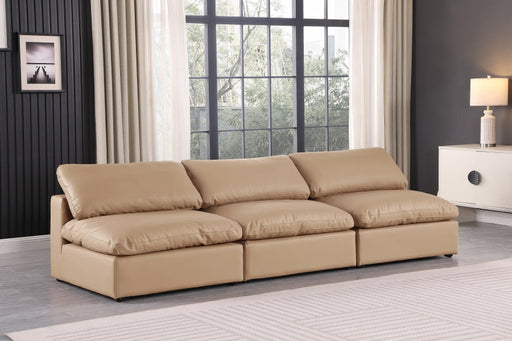 Comfy Faux Leather Sofa Natural - 188Tan-S117 - Vega Furniture