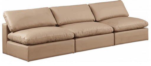 Comfy Faux Leather Sofa Natural - 188Tan-S117 - Vega Furniture