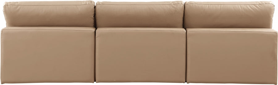 Comfy Faux Leather Sofa Natural - 188Tan-S117 - Vega Furniture