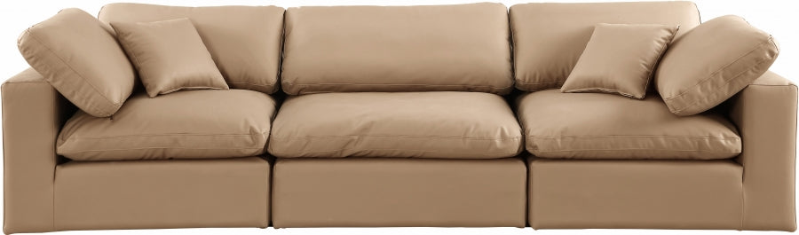 Comfy Faux Leather Sofa Natural - 188Tan-S119 - Vega Furniture