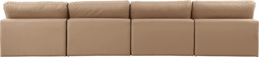 Comfy Faux Leather Sofa Natural - 188Tan-S156 - Vega Furniture