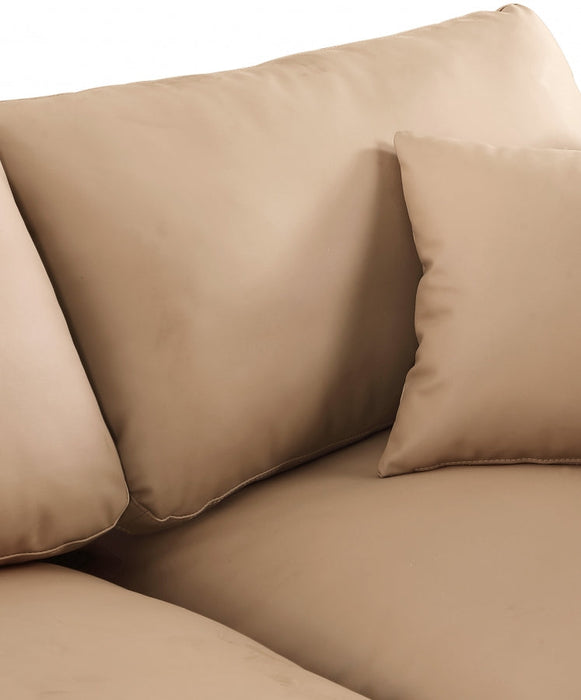 Comfy Faux Leather Sofa Natural - 188Tan-S156 - Vega Furniture