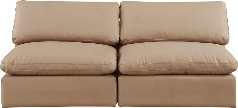 Comfy Faux Leather Sofa Natural - 188Tan-S78 - Vega Furniture