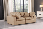 Comfy Faux Leather Sofa Natural - 188Tan-S80 - Vega Furniture
