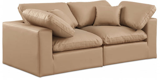 Comfy Faux Leather Sofa Natural - 188Tan-S80 - Vega Furniture