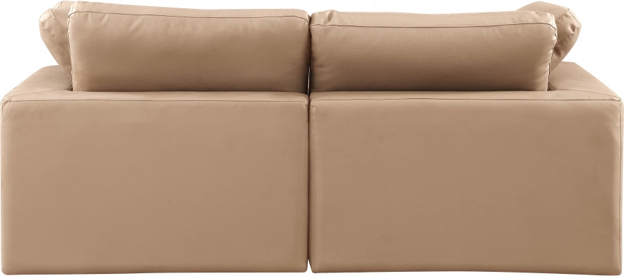 Comfy Faux Leather Sofa Natural - 188Tan-S80 - Vega Furniture