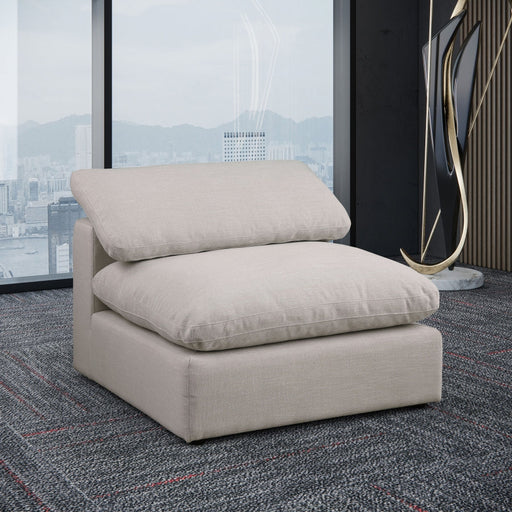 Comfy Linen Textured Fabric Armless Chair Beige - 187Beige-Armless - Vega Furniture
