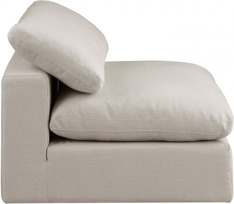 Comfy Linen Textured Fabric Armless Chair Beige - 187Beige-Armless - Vega Furniture