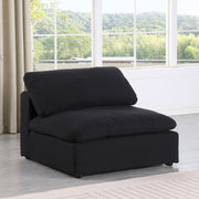 Comfy Linen Textured Fabric Armless Chair Black - 187Black-Armless - Vega Furniture