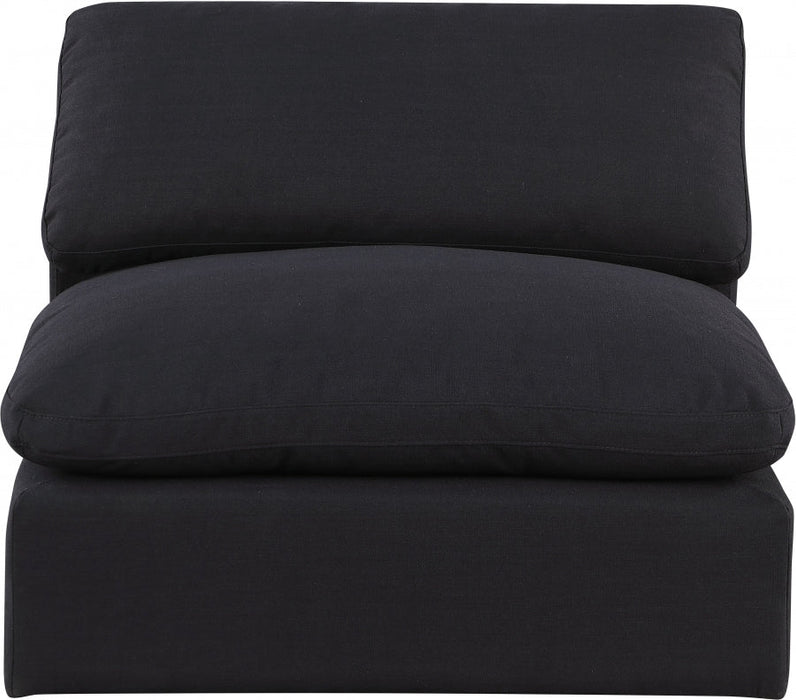 Comfy Linen Textured Fabric Armless Chair Black - 187Black-Armless - Vega Furniture