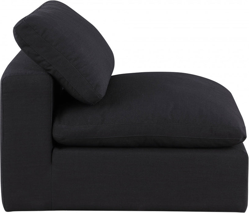 Comfy Linen Textured Fabric Armless Chair Black - 187Black-Armless - Vega Furniture