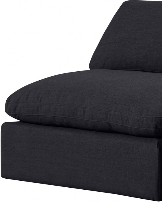 Comfy Linen Textured Fabric Armless Chair Black - 187Black-Armless - Vega Furniture