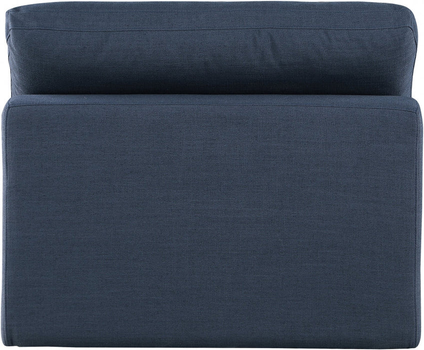 Comfy Linen Textured Fabric Armless Chair Blue - 187Navy-Armless - Vega Furniture