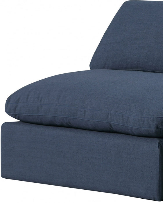 Comfy Linen Textured Fabric Armless Chair Blue - 187Navy-Armless - Vega Furniture