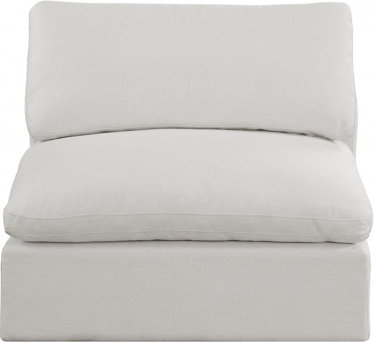 Comfy Linen Textured Fabric Armless Chair Cream - 187Cream-Armless - Vega Furniture