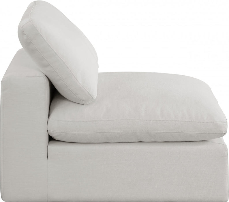 Comfy Linen Textured Fabric Armless Chair Cream - 187Cream-Armless - Vega Furniture