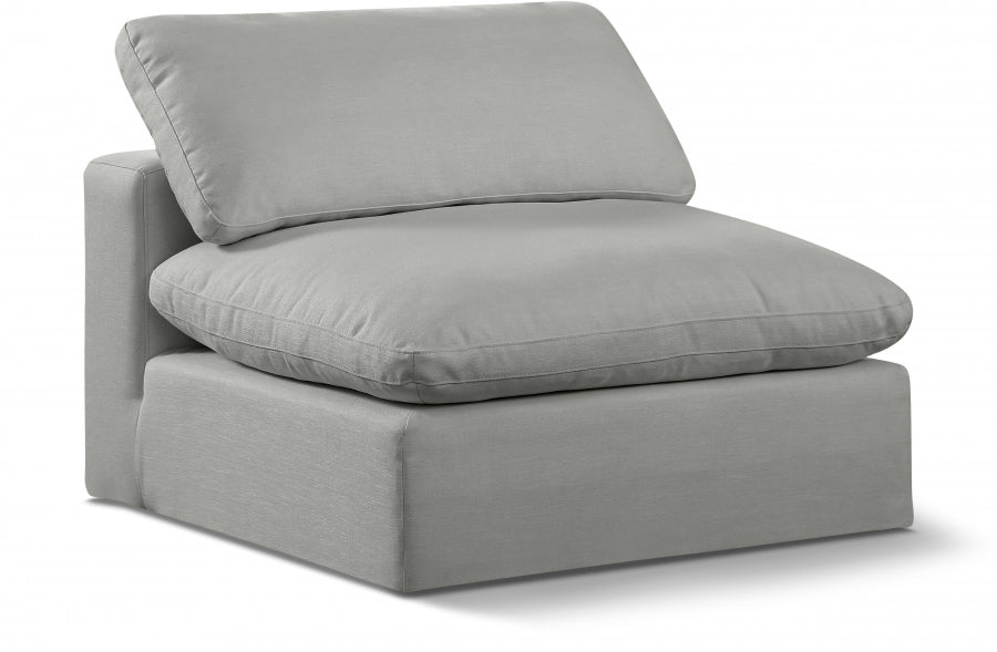 Comfy Linen Textured Fabric Armless Chair Grey - 187Grey-Armless - Vega Furniture