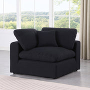 Comfy Linen Textured Fabric Corner Chair Black - 187Black-Corner - Vega Furniture