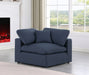 Comfy Linen Textured Fabric Corner Chair Blue - 187Navy-Corner - Vega Furniture