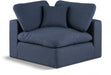 Comfy Linen Textured Fabric Corner Chair Blue - 187Navy-Corner - Vega Furniture