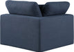 Comfy Linen Textured Fabric Corner Chair Blue - 187Navy-Corner - Vega Furniture