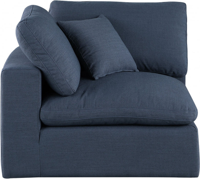 Comfy Linen Textured Fabric Corner Chair Blue - 187Navy-Corner - Vega Furniture