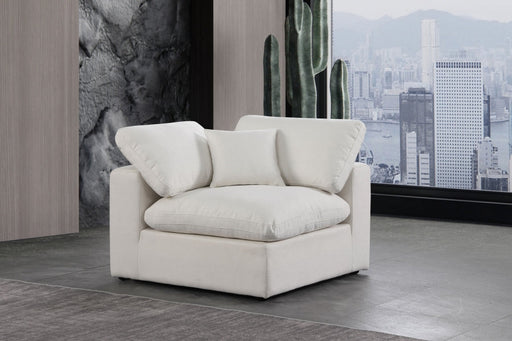 Comfy Linen Textured Fabric Corner Chair Cream - 187Cream-Corner - Vega Furniture